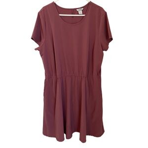 Duluth Trading Co Womens XL Flexcellence Short Sleeve Dress Mauve Pink Travel